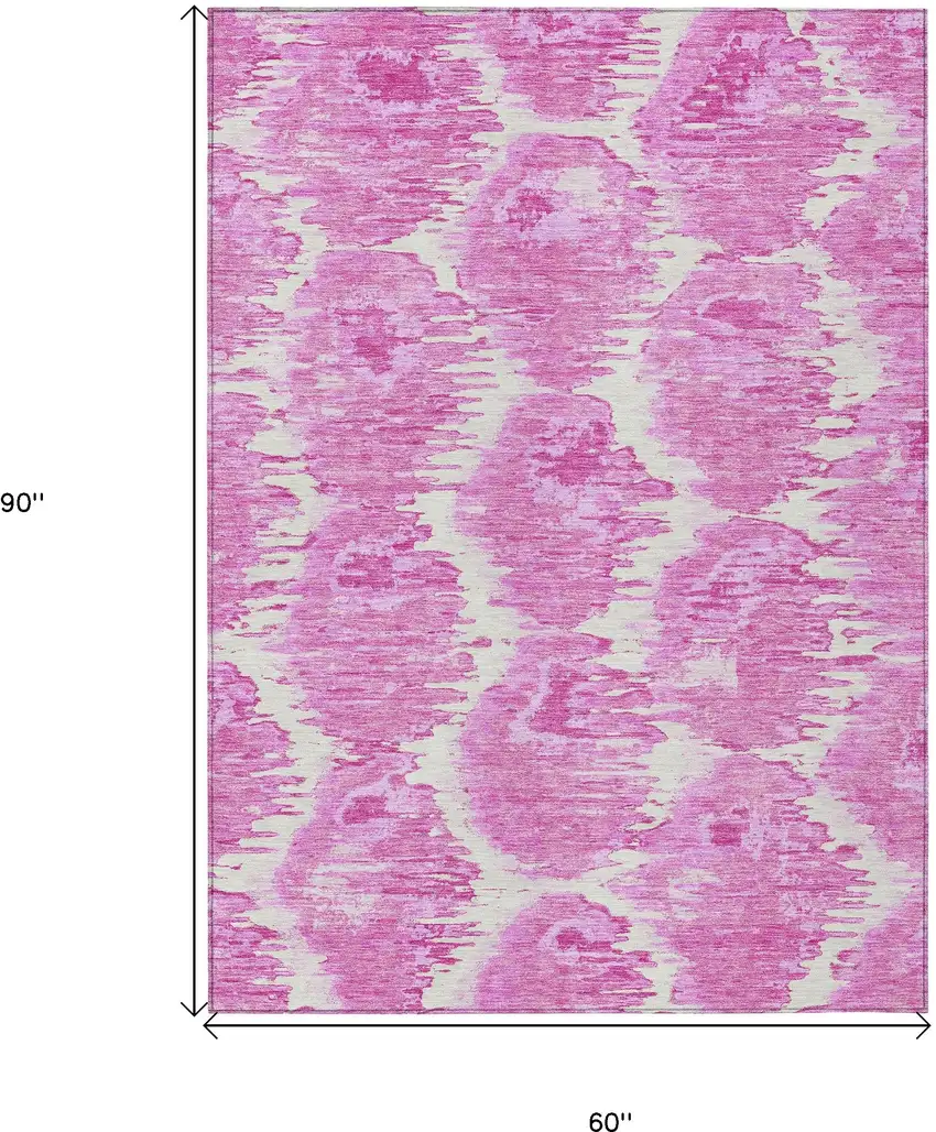 Pink Blush And Mauve Abstract Washable Indoor Outdoor Area Rug Photo 3