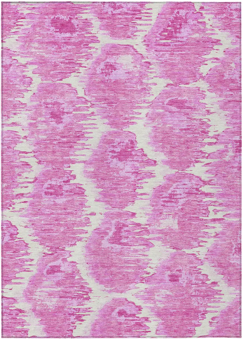 Pink Blush And Mauve Abstract Washable Indoor Outdoor Area Rug Photo 1