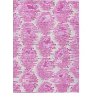 Photo of Pink Blush And Mauve Abstract Washable Indoor Outdoor Area Rug