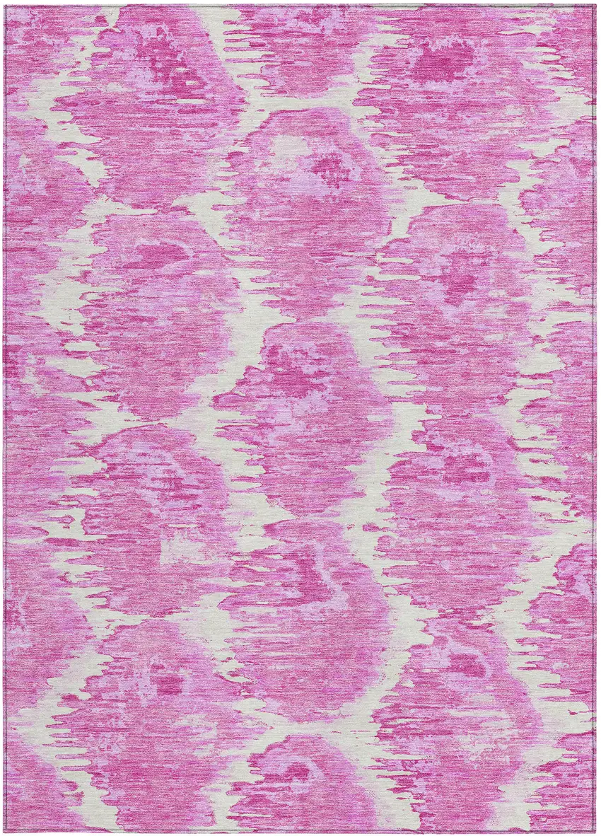 Pink Blush And Mauve Abstract Washable Indoor Outdoor Area Rug Photo 5