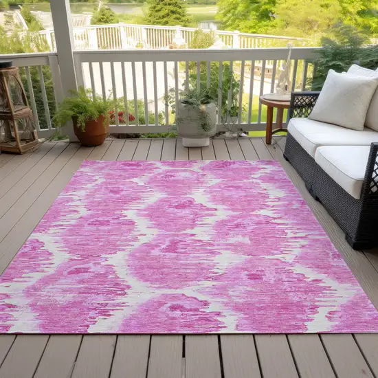 Pink Blush And Mauve Abstract Washable Indoor Outdoor Area Rug Photo 6