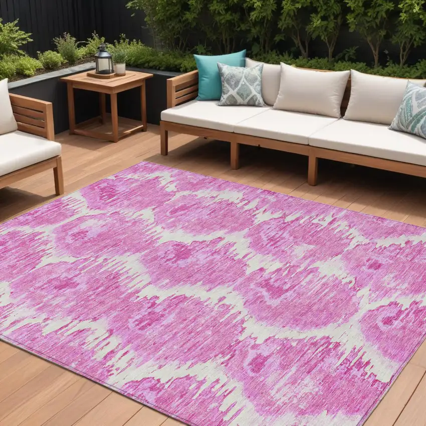 Pink Blush And Mauve Abstract Washable Indoor Outdoor Area Rug Photo 1