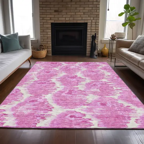 Pink Blush And Mauve Abstract Washable Indoor Outdoor Area Rug Photo 7