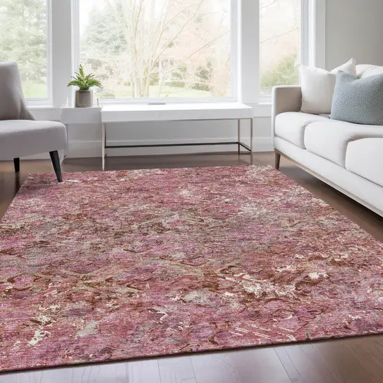 Pink Blush And Mauve Geometric Washable Indoor Outdoor Area Rug Photo 8