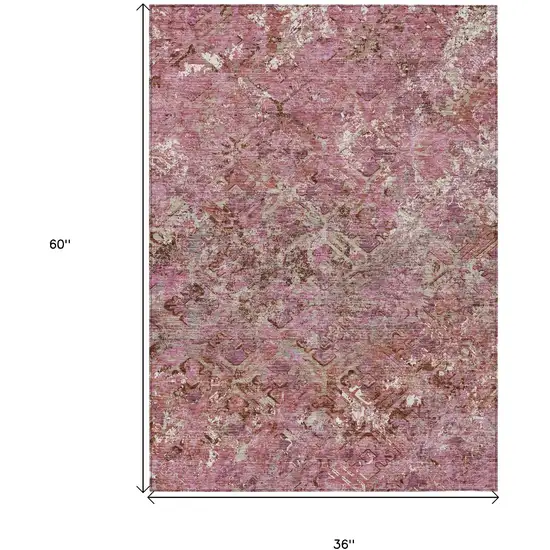 Pink Blush And Mauve Geometric Washable Indoor Outdoor Area Rug Photo 7