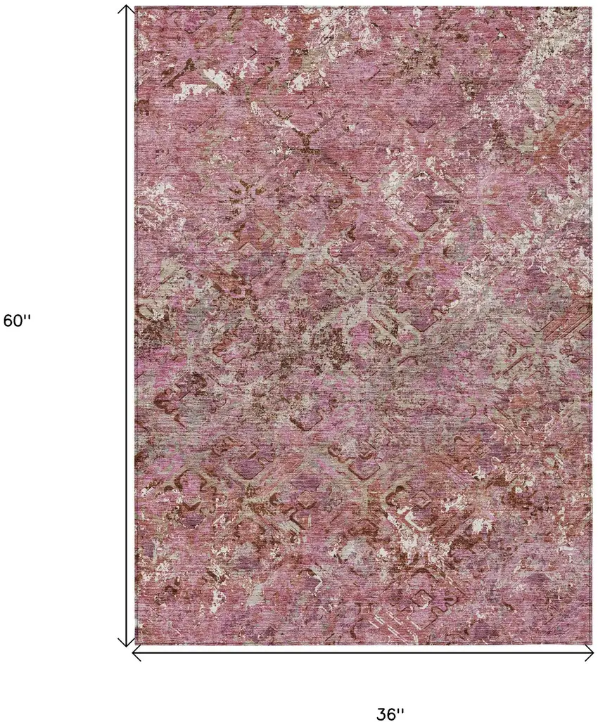 Pink Blush And Mauve Geometric Washable Indoor Outdoor Area Rug Photo 7