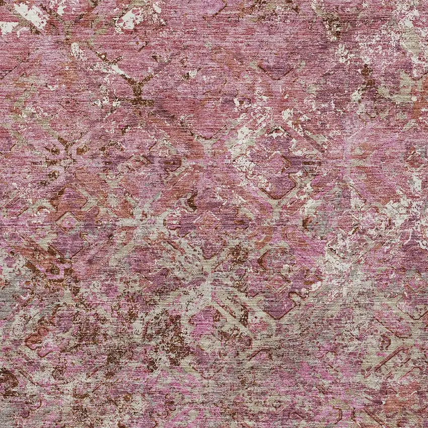 Pink Blush And Mauve Geometric Washable Indoor Outdoor Area Rug Photo 5