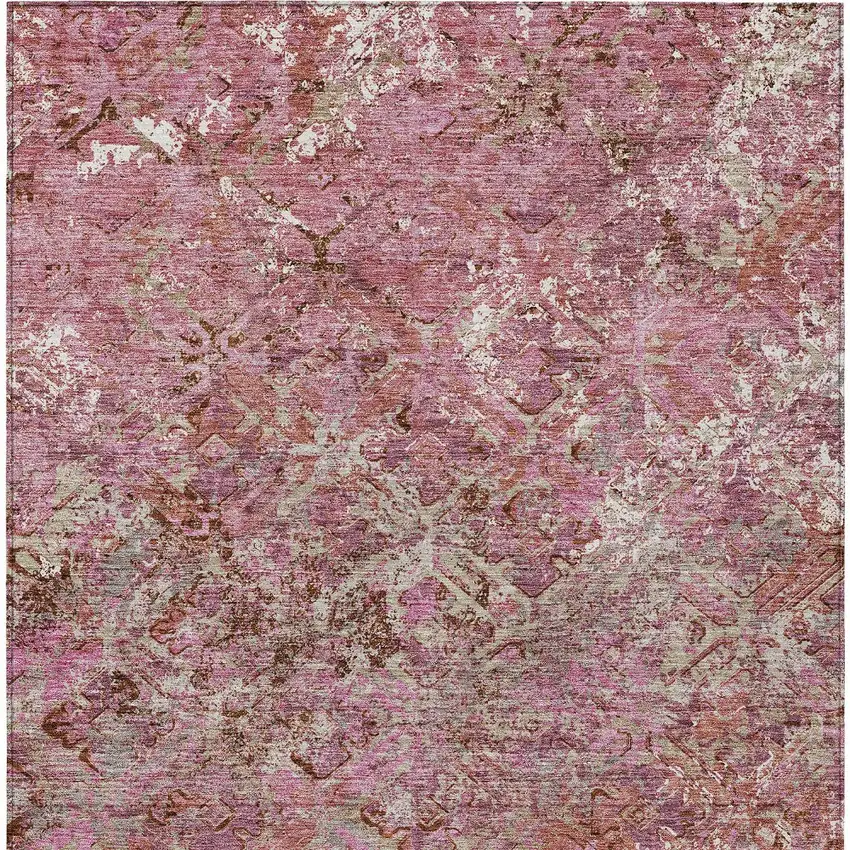 Pink Blush And Mauve Geometric Washable Indoor Outdoor Area Rug Photo 6
