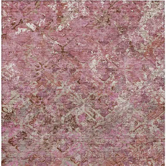 Pink Blush And Mauve Geometric Washable Indoor Outdoor Area Rug Photo 6