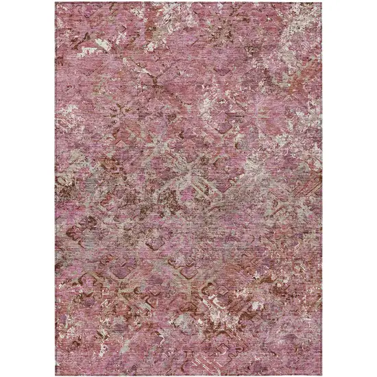 Pink Blush And Mauve Geometric Washable Indoor Outdoor Area Rug Photo 2