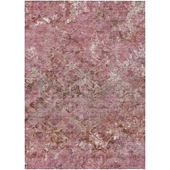 Pink Blush And Mauve Geometric Washable Indoor Outdoor Area Rug Photo 2