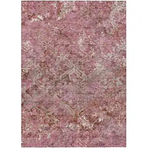 Photo of Pink Blush And Mauve Geometric Washable Indoor Outdoor Area Rug