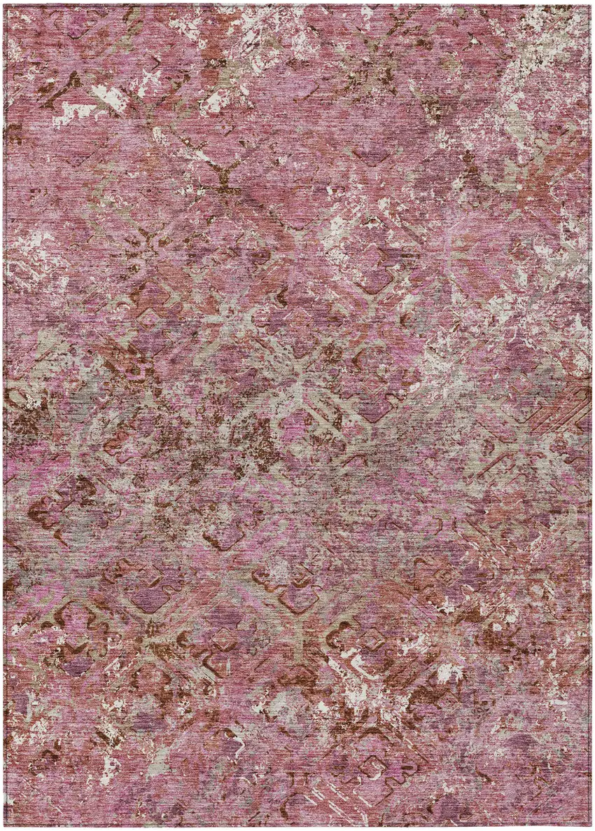 Pink Blush And Mauve Geometric Washable Indoor Outdoor Area Rug Photo 2