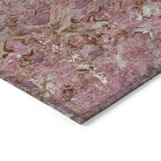 Pink Blush And Mauve Geometric Washable Indoor Outdoor Area Rug Photo 3