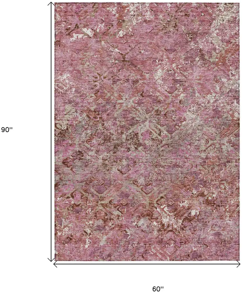 Pink Blush And Mauve Geometric Washable Indoor Outdoor Area Rug Photo 9