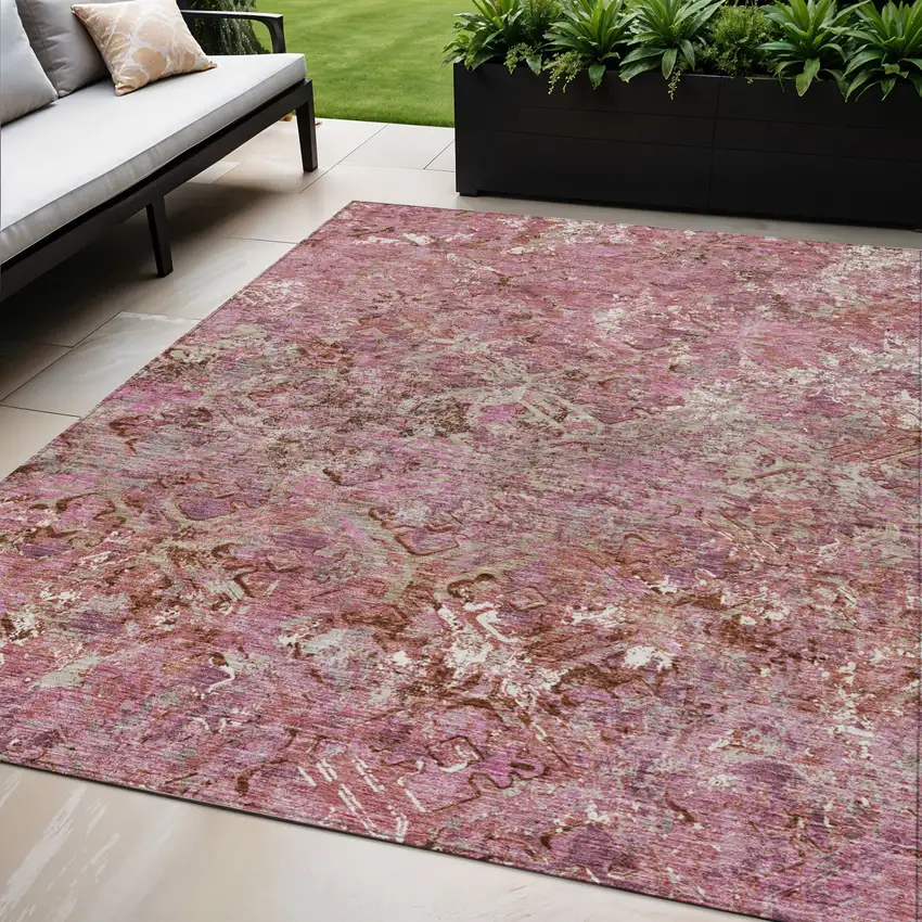 Pink Blush And Mauve Geometric Washable Indoor Outdoor Area Rug Photo 1