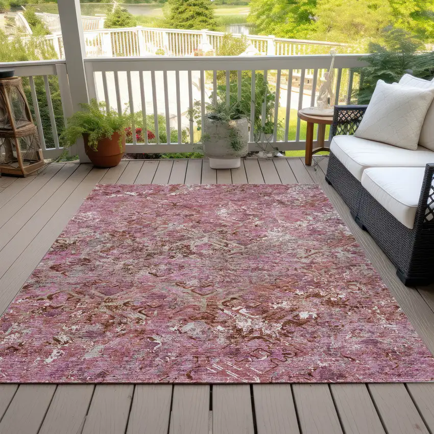 Pink Blush And Mauve Geometric Washable Indoor Outdoor Area Rug Photo 5