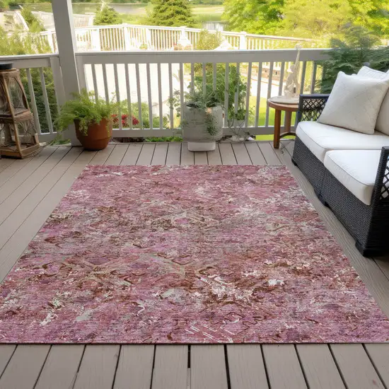Pink Blush And Mauve Geometric Washable Indoor Outdoor Area Rug Photo 5
