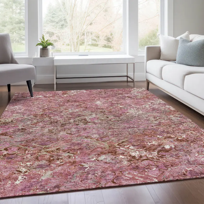 Pink Blush And Mauve Geometric Washable Indoor Outdoor Area Rug Photo 6