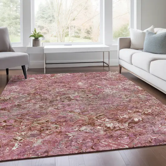 Pink Blush And Mauve Geometric Washable Indoor Outdoor Area Rug Photo 6