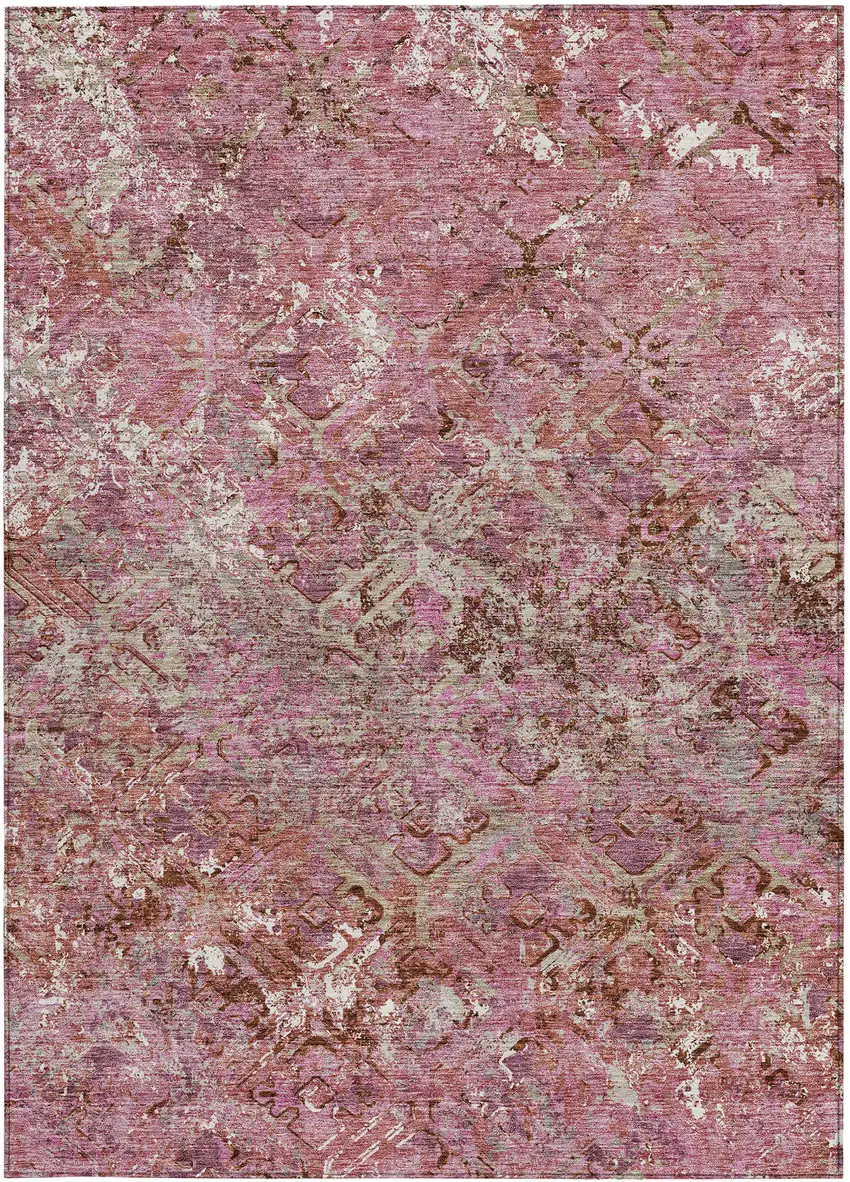 Pink Blush And Mauve Geometric Washable Indoor Outdoor Area Rug Photo 4