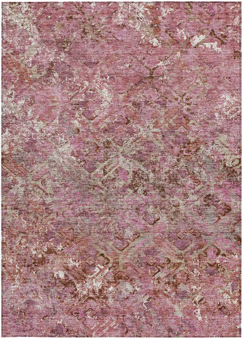 Pink Blush And Mauve Geometric Washable Indoor Outdoor Area Rug Photo 4