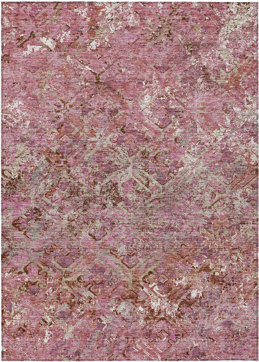 Pink Blush And Mauve Geometric Washable Indoor Outdoor Area Rug Photo 2