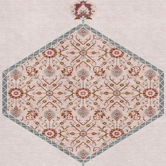 Pink Burgundy And Gray Oriental Washable Area Rug With UV Protection Photo 3