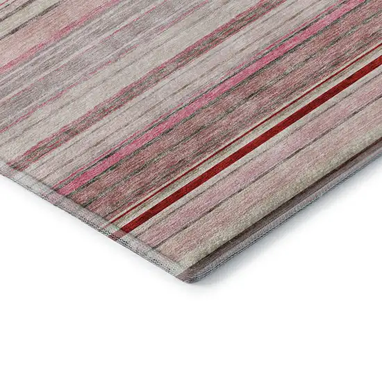 Pink Burgundy And Ivory Striped Washable Area Rug With UV Protection Photo 7