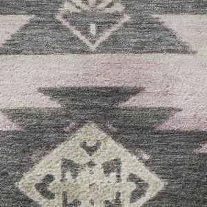 Photo of Pink Charcoal And Gray Tribal Washable Area Rug With UV Protection