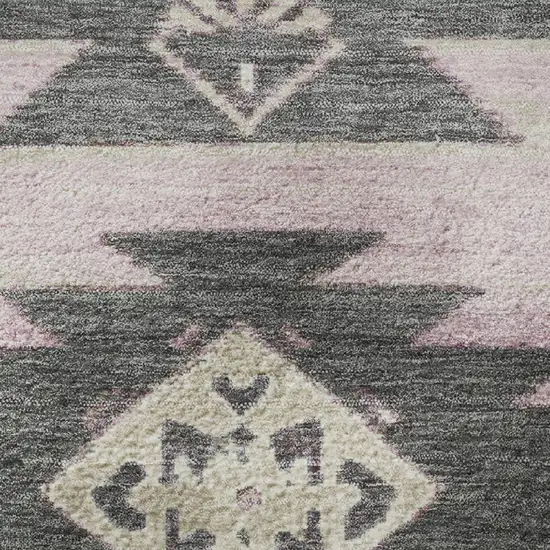 Pink Charcoal And Gray Tribal Washable Area Rug With UV Protection Photo 9