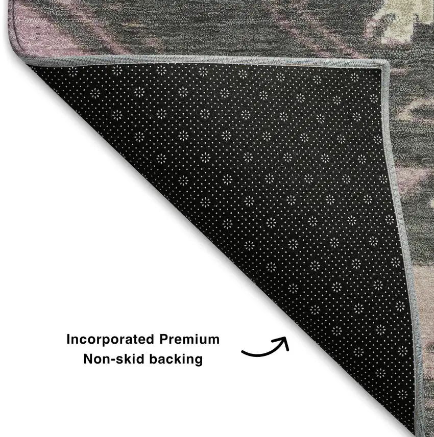 Pink Charcoal And Gray Tribal Washable Area Rug With UV Protection Photo 7