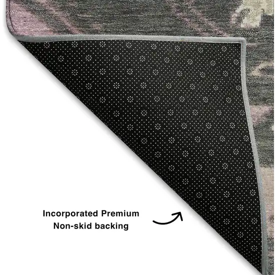 Pink Charcoal And Gray Tribal Washable Area Rug With UV Protection Photo 7