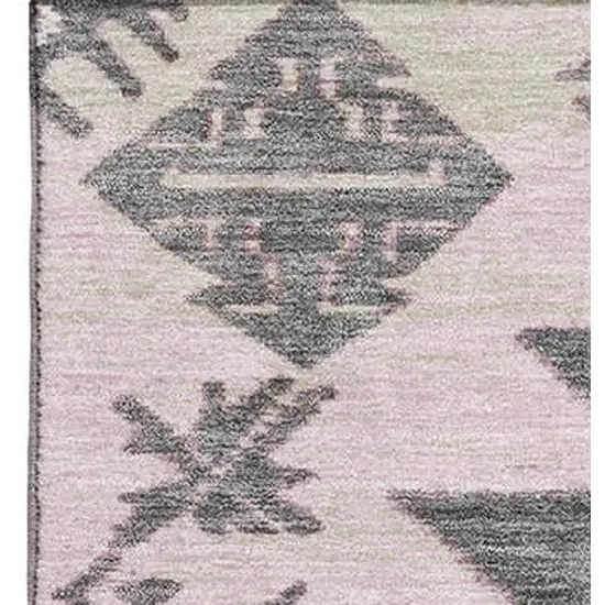 Pink Charcoal And Gray Tribal Washable Area Rug With UV Protection Photo 4