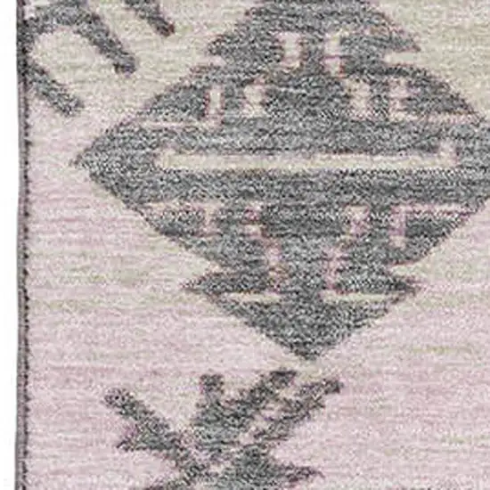 Pink Charcoal And Gray Tribal Washable Area Rug With UV Protection Photo 3