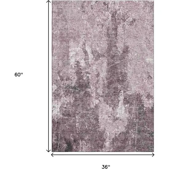 Pink Charcoal And Ivory Abstract Washable Area Rug With UV Protection Photo 3