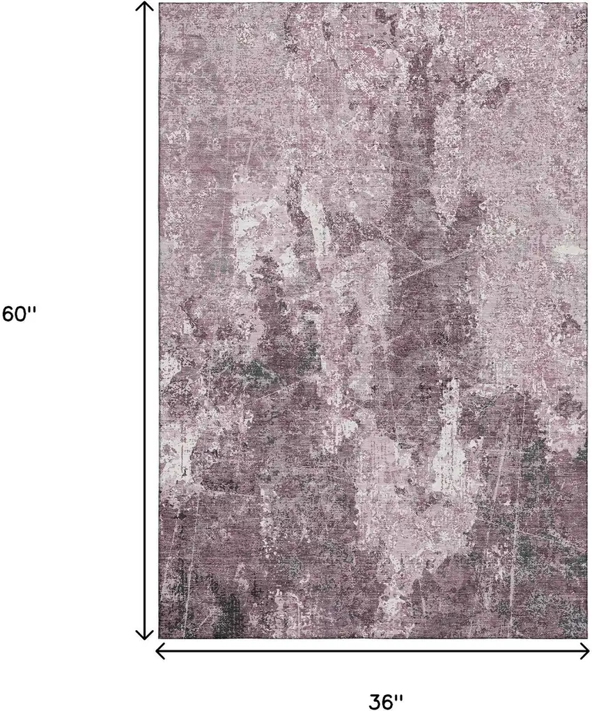 Pink Charcoal And Ivory Abstract Washable Area Rug With UV Protection Photo 3
