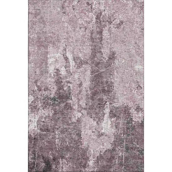 Pink Charcoal And Ivory Abstract Washable Area Rug With UV Protection Photo 1