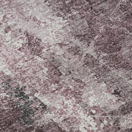 Pink Charcoal And Ivory Abstract Washable Area Rug With UV Protection Photo 9