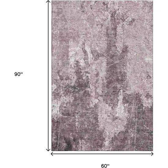 Pink Charcoal And Ivory Abstract Washable Area Rug With UV Protection Photo 6