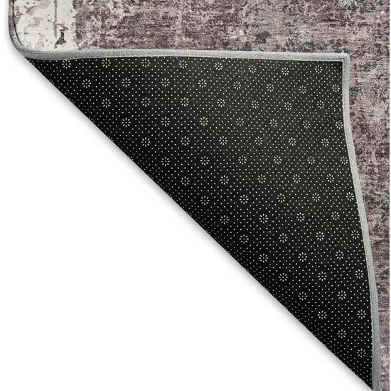 Pink Charcoal And Ivory Abstract Washable Area Rug With UV Protection Photo 6