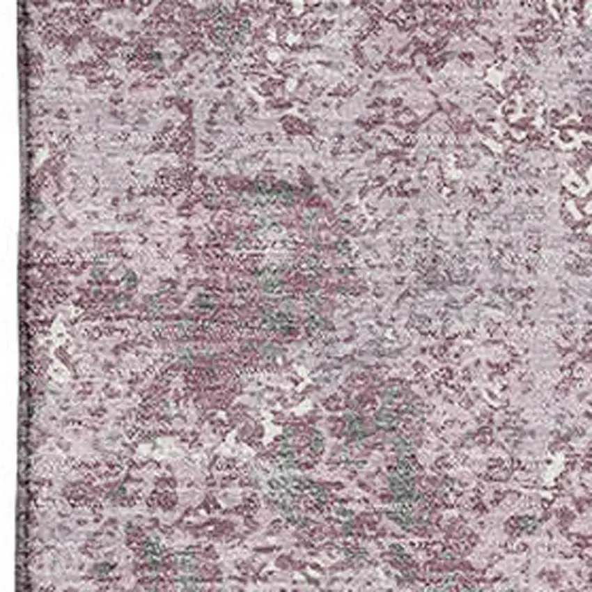 Pink Charcoal And Ivory Abstract Washable Area Rug With UV Protection Photo 2