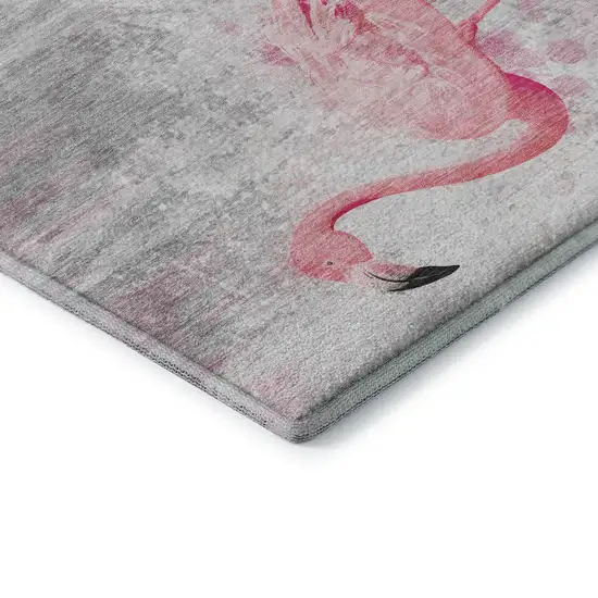 Pink Charcoal And Ivory Geometric Washable Area Rug With UV Protection Photo 8