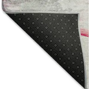 Photo of Pink Charcoal And Ivory Geometric Washable Area Rug With UV Protection
