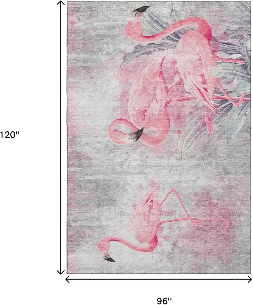 Pink Charcoal And Ivory Geometric Washable Area Rug With UV Protection Photo 3