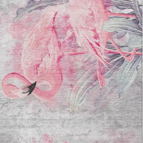 Pink Charcoal And Ivory Geometric Washable Area Rug With UV Protection Photo 3