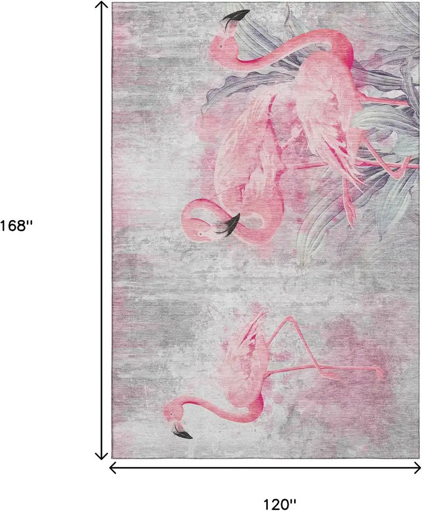 Pink Charcoal And Ivory Geometric Washable Area Rug With UV Protection Photo 3