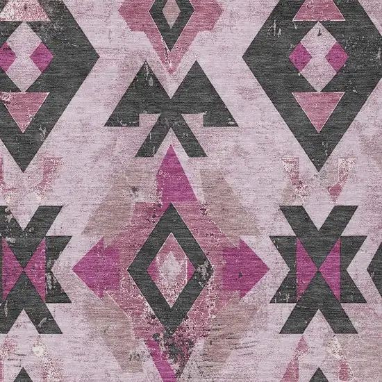 Pink Charcoal And Mauve Aztec Washable Indoor Outdoor Area Rug Photo 4