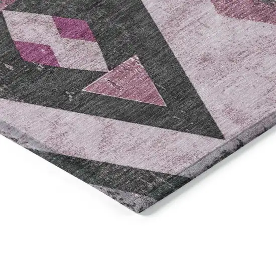 Pink Charcoal And Mauve Aztec Washable Indoor Outdoor Area Rug Photo 9