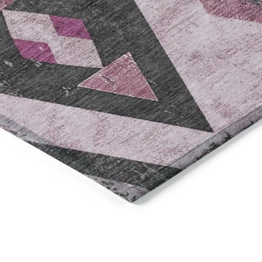 Pink Charcoal And Mauve Aztec Washable Indoor Outdoor Area Rug Photo 9